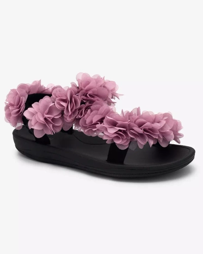 Royalfashion Dunkelrosa Damensandalen mit Blumen Alferroy