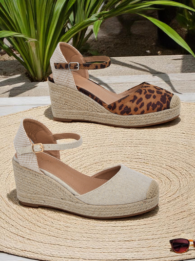 Aurelia Leopard Royalfashion Damen Keilabsätze Öko-Leder Camel