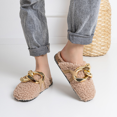 Світло-коричневі жіночі капці з ланцюжком Juka