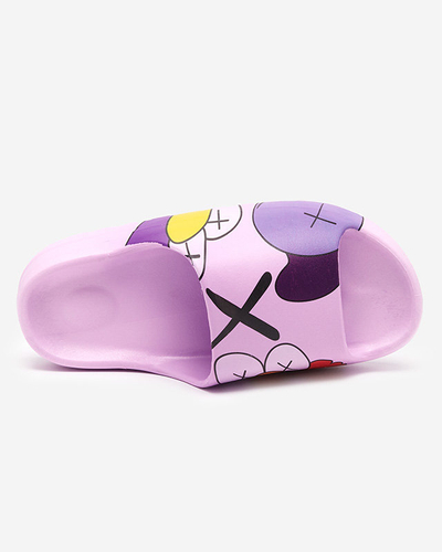 Фіолетові гумові шльопанці жіночі з принтом Pfizz