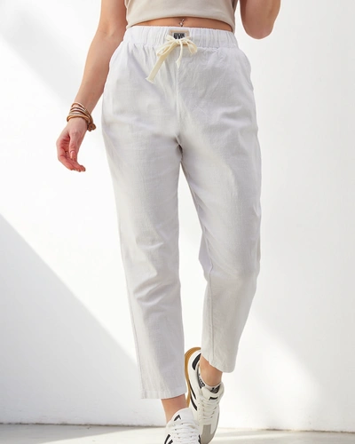 Royalfashion Baumwoll-Variante gerade Damenhose mit einem Bindeband in der Taille