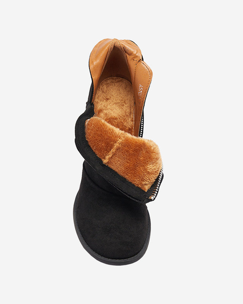 Чоботи жіночі на постінці з вирізами чорного кольору. Encura- Взуття