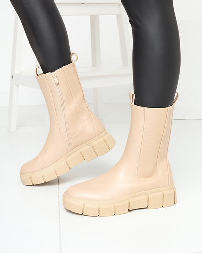 Damen Plateaustiefel in Beige Couell- Footwear