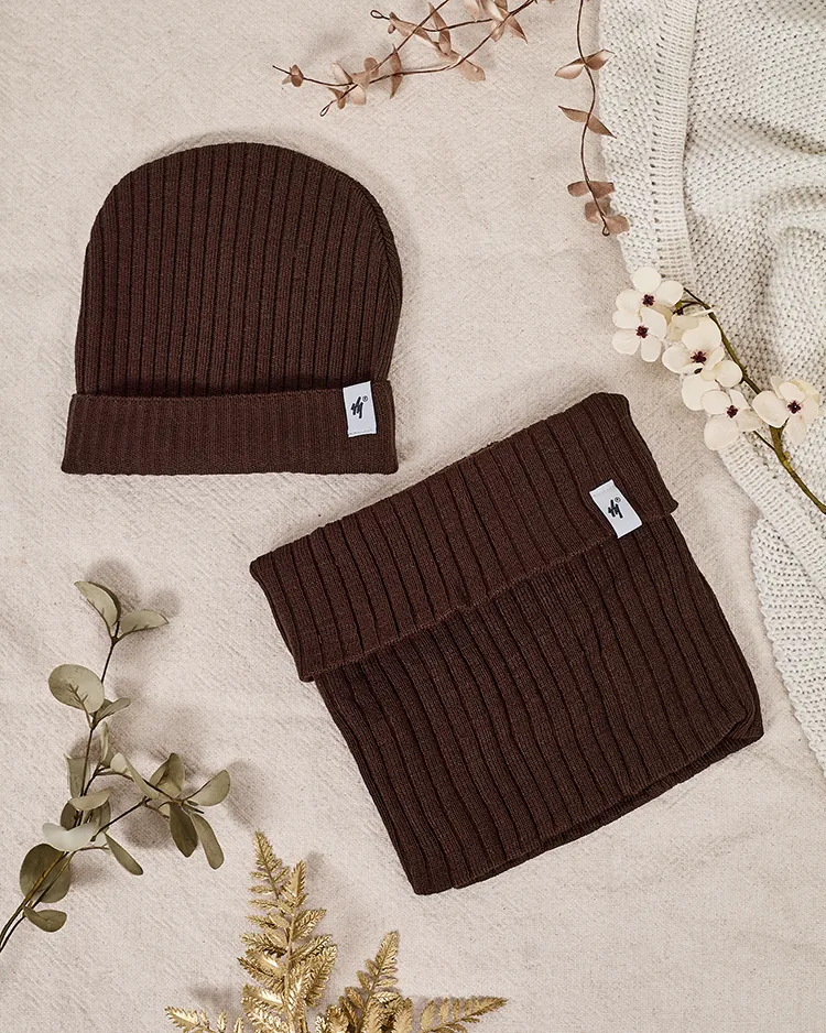 Royalfashion Winter-Set universell - Beaniemütze mit Nackenwärmer