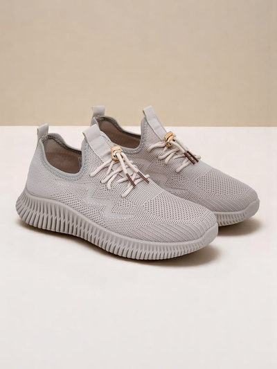 Aurelia Beige Royalfashion - Beige Damen-Sneakers Stoff zum Schnüren