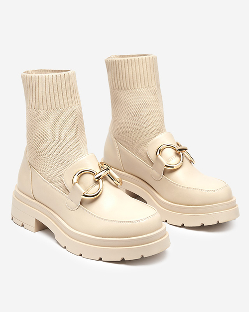 Бежеві жіночі високі лофери Qenarisa