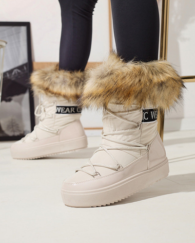 Beige Damen-Schneestiefel mit Fell Lilitsa- Footwear