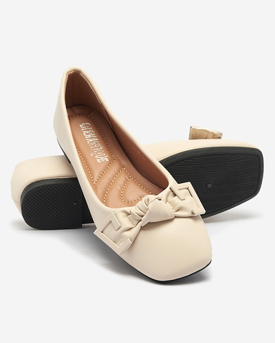 Жіночі бежеві балетки з декором на носі Caxien- Footwear