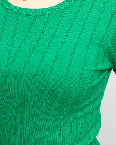 Grüner Damenpullover mit Rundhalsausschnitt - Kleidung
