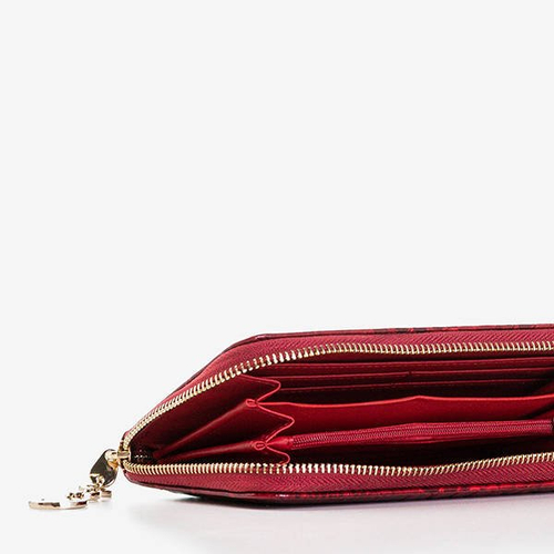 Великий бордовий жіночий гаманець а-ля зміїна шкіра - Гаманець