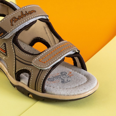 Beige Jungensandalen mit Klettverschluss - Schuhe
