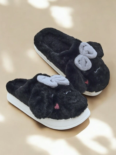 Royalfashion Damen-Fellpantoffeln mit Schleife Savos