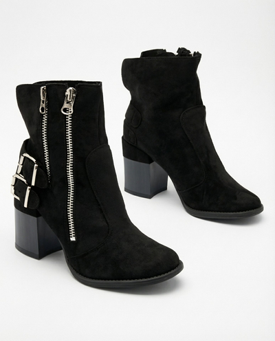 Royalfashion Schwarze Damenstiefel mit Verzierung Feirrgo