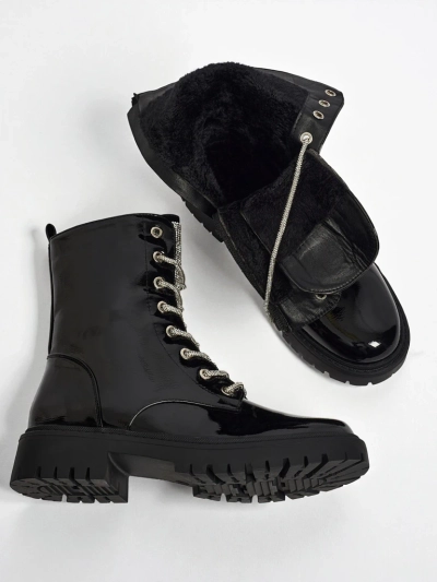 Lackierte Damen Schnürstiefeletten Fjorra