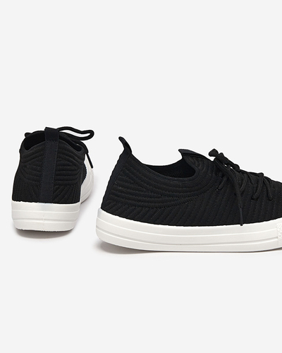 Royalfashion Schwarz Damen Manfer gerippte Sneaker
