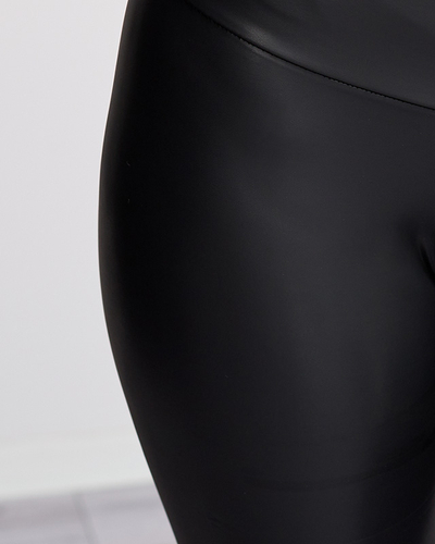 Damen-Leggings aus schwarzem Öko-Leder - Kleidung