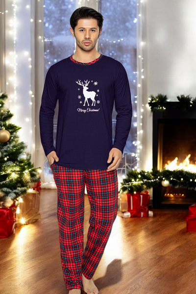 Marineblauer Weihnachtspyjama für Herren - Kleidung