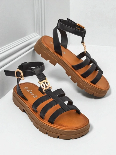 Royalfashion Damen Römersandalen Golden Livia
