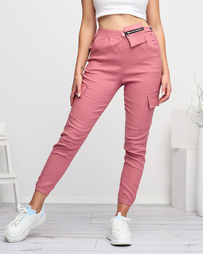 Темно-рожеві жіночі штани карго з кишенею що відстібається