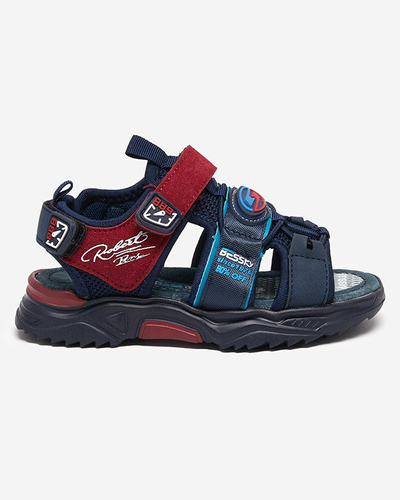 Marineblaue und weinrote Jungensandalen mit Klettverschluss Roser-Footwear