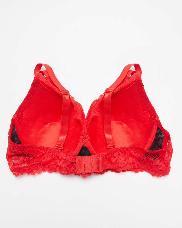 Schwarzer Damen-BH mit roter Spitze - Underwear