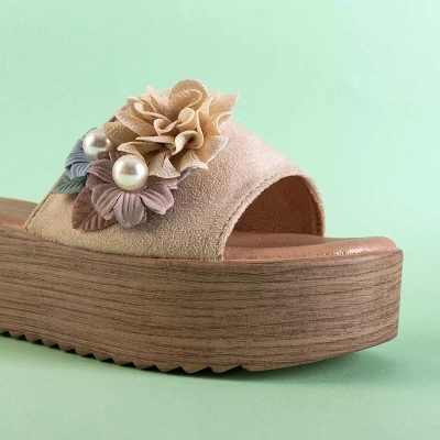 OUTLET Beige Plateausandalen für Damen Azriel - Schuhe