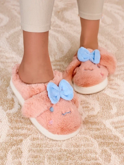 Royalfashion Damen-Flauschpantoletten mit einer Schleife Savos
