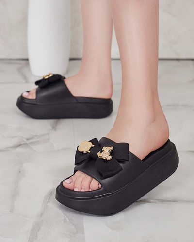 Royalfashion Damen-Gummi-Flip-Flops mit Zierschleife Apis