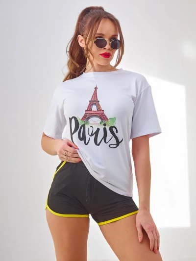 Royalfashion Damen Sportset mit T-Shirt und Shorts Paris