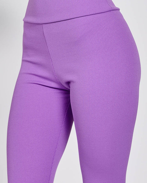 Фіолетові жіночі легінси в рубчик