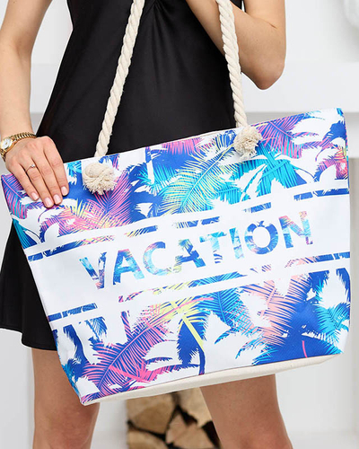 Blaue Strandtasche mit Blumendruck - Accessoires