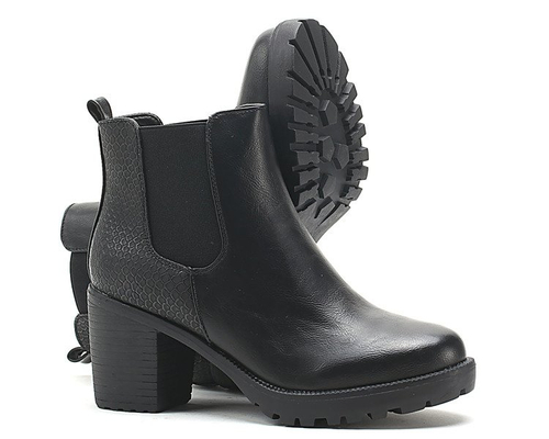 Czarne botki z eko-skóry - Obuwie