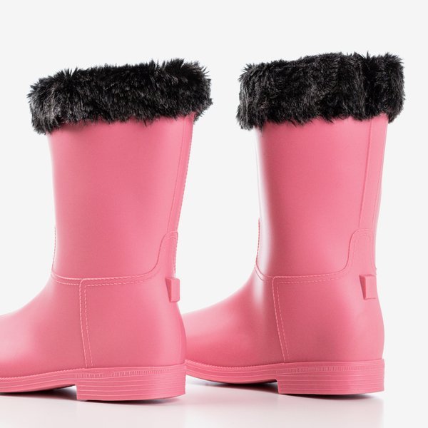 Rosa matte Gummistiefel mit Gumi-Fell - Schuhe