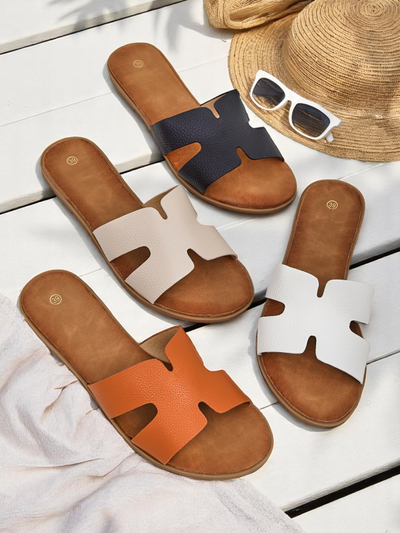 Royalfashion Damen-Pantoletten mit flacher Sohle, lässiger Stil