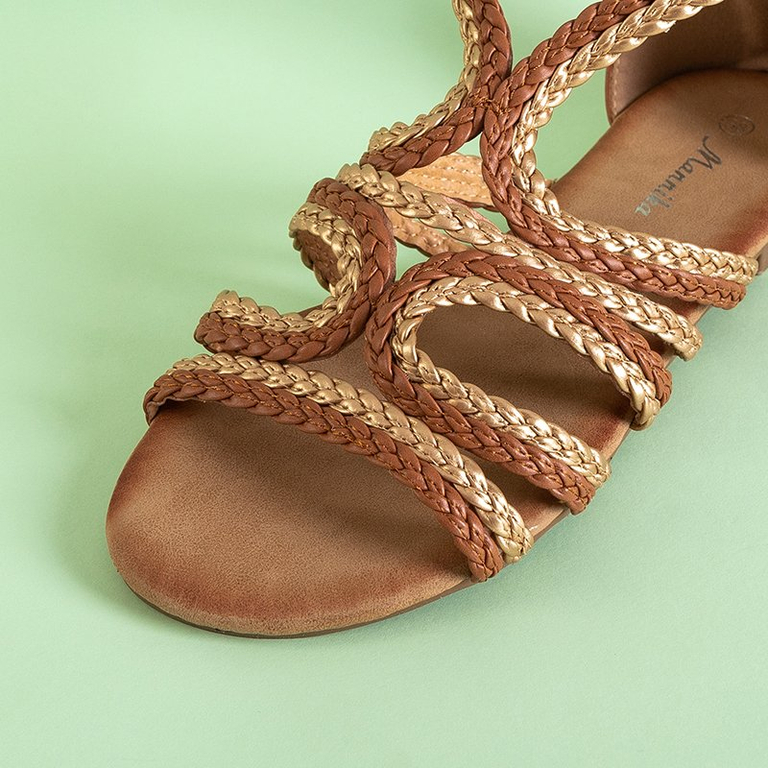 Beige Damen-Ledersandalen Frodita - Schuhe