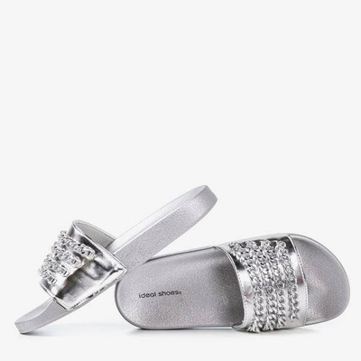 OUTLET Silberne Hausschuhe mit einer Kette Slivien - Footwear