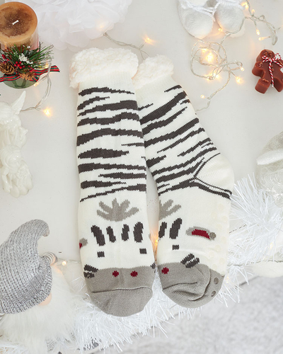 Royalfashion Warme beige Damensocken mit Zebra
