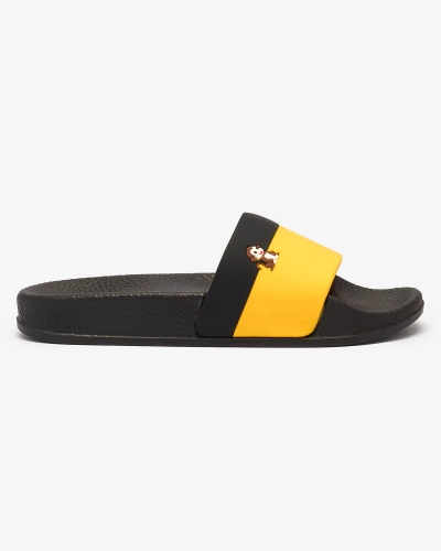 Royalfashion Gelbe und schwarze Damen-Gummi-Flip-Flops Lierigs