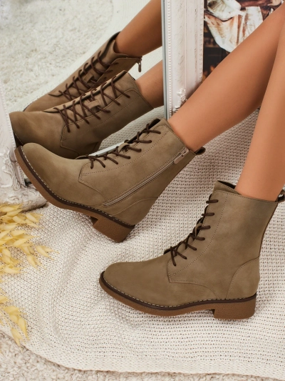 Matte Damen Schnürstiefeletten Treviline aus Öko-Leder