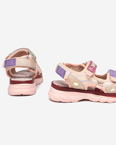 Rosafarbene Kindersandalen mit bunten Einsätzen Meniko - Schuhe