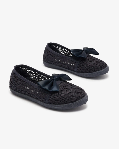 Marineblaue Slipper für Mädchen mit Schleife Sweet Time - Footwear