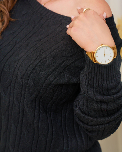 Royalfashion Schwarzer karierter Damenpullover