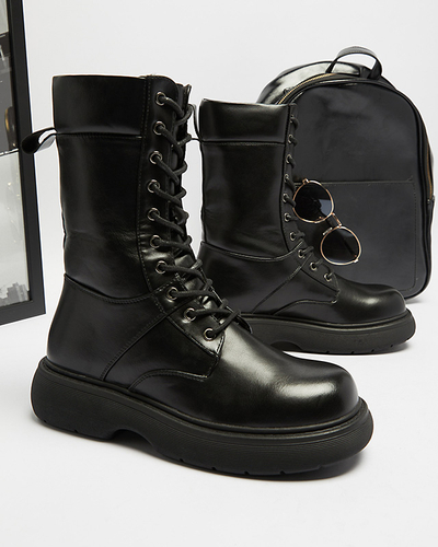 Schwarz Hohe Damen-Schnürstiefel Ferisis - Schuhe