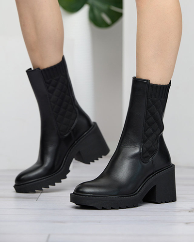 Recheo schwarze Damen-Stiefeletten mit hohem Absatz - Schuhe