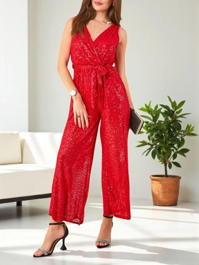 Royalfashion Langer Damenoverall mit Pailletten