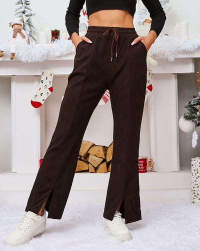 Royalfashion Dunkelbraune Cord-Stoffhose für Damen
