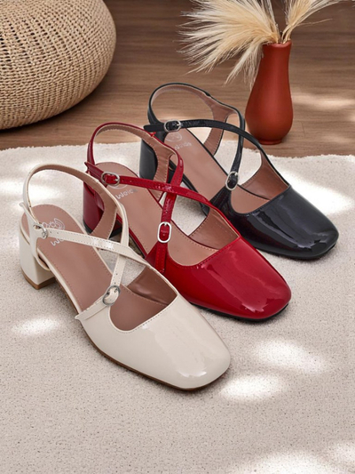 Royalfashion Damenschuhe mit niedrigem Absatz und dekorativen Riemchen Lollita