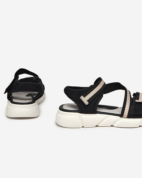 Чорно-бежеві дитячі босоніжки на липучках Modis - Shoes