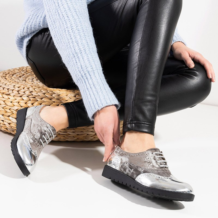 Silberne Schnürschuhe für Damen Navidad - Footwear