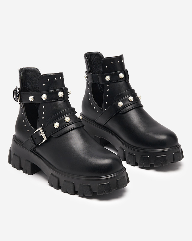 Schwarze Damenstiefel mit fester Sohle Itreff- Footwear